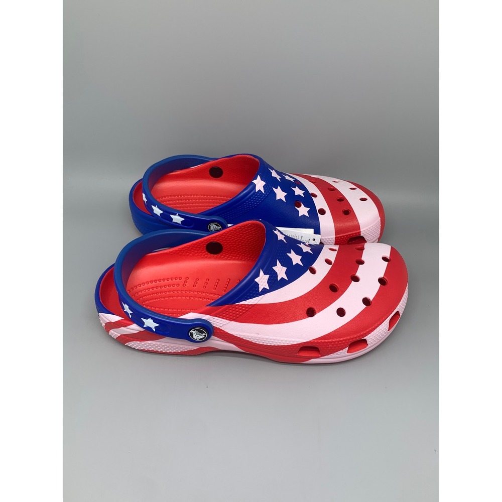 Crocs Classic American Flag Clogs 205974-90H Men's Sz 8 NEW